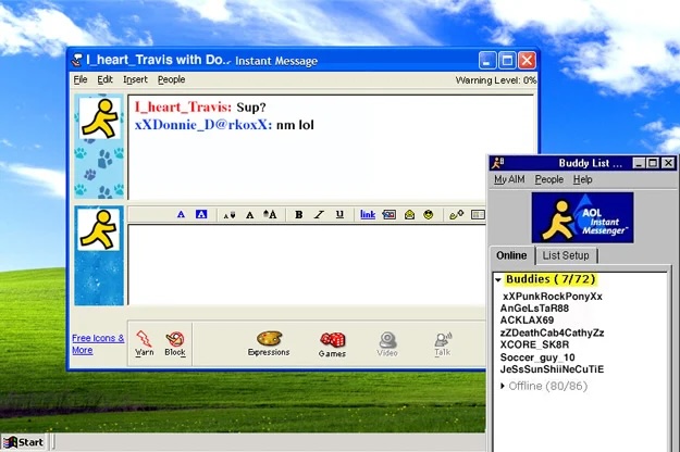 A screenshot of AOL instant messenger.