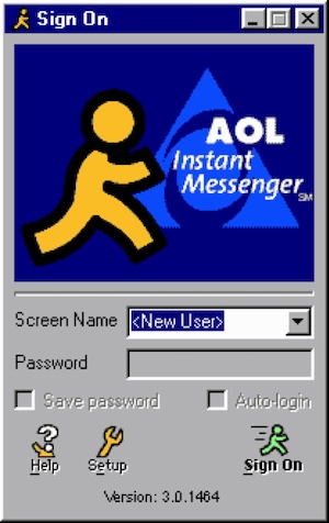 A screenshot of the AIM login screen.