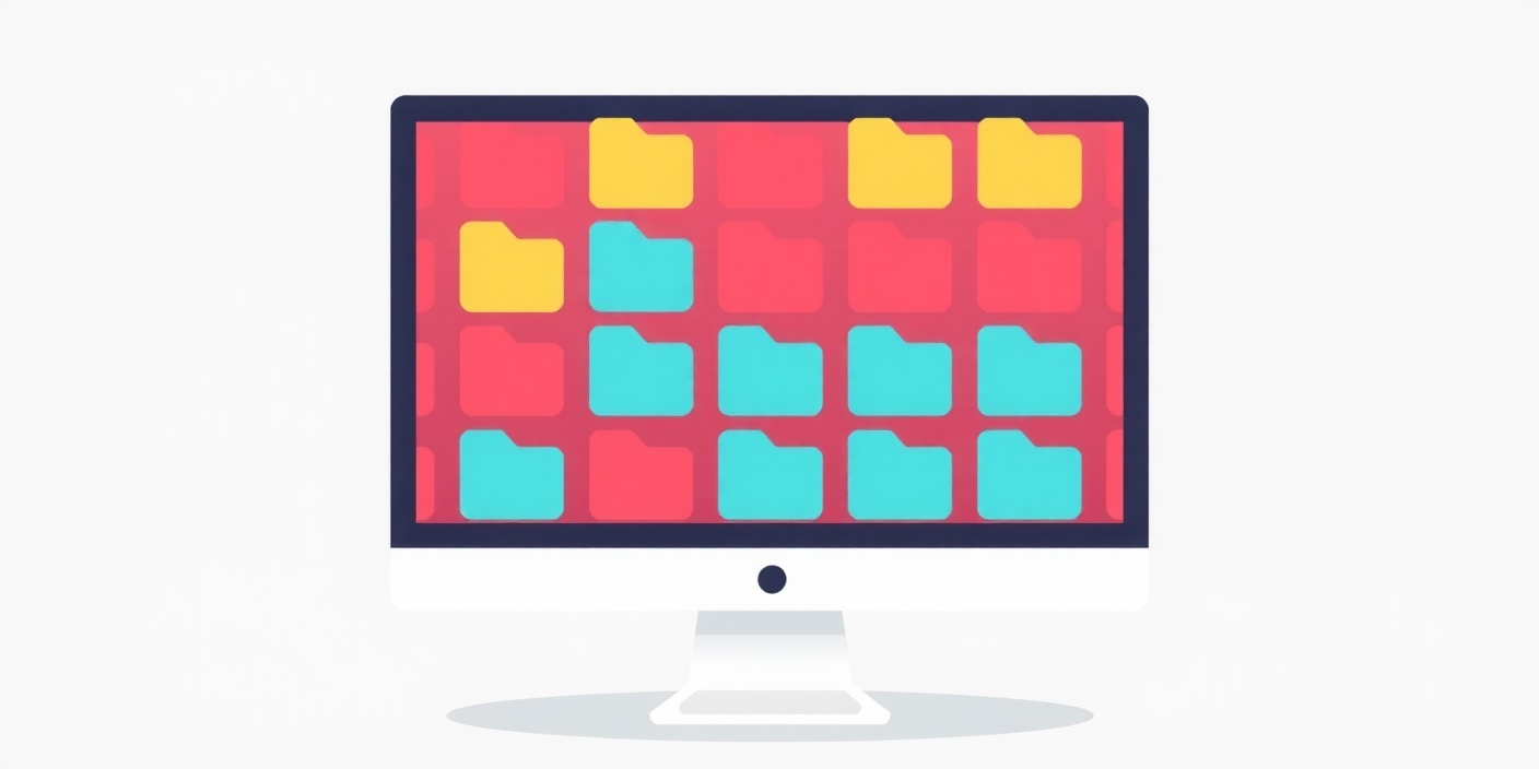 A modern, flat design image that represents files on a computer screen.