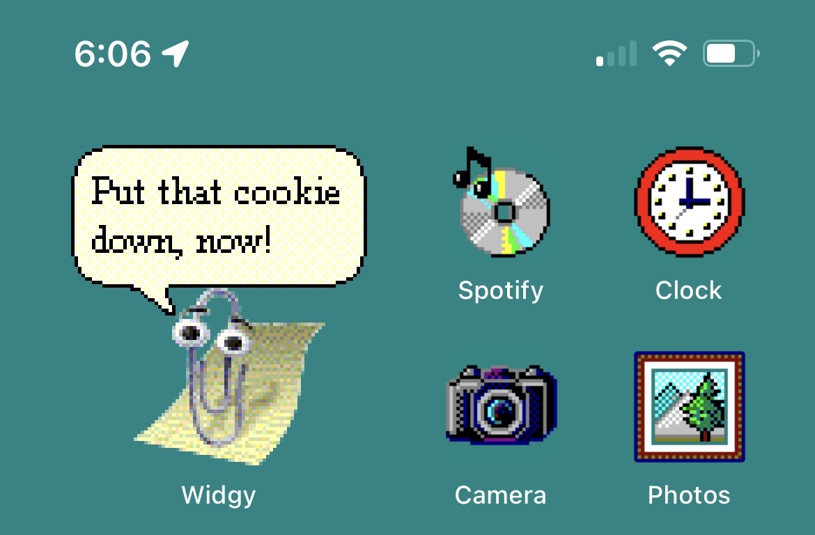 Screenshot of iOS modified to look like Windows 95